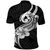 Polynesia Polo Shirt Plumeria With Tribal Pattern Black Vibes - Wonder Print Shop