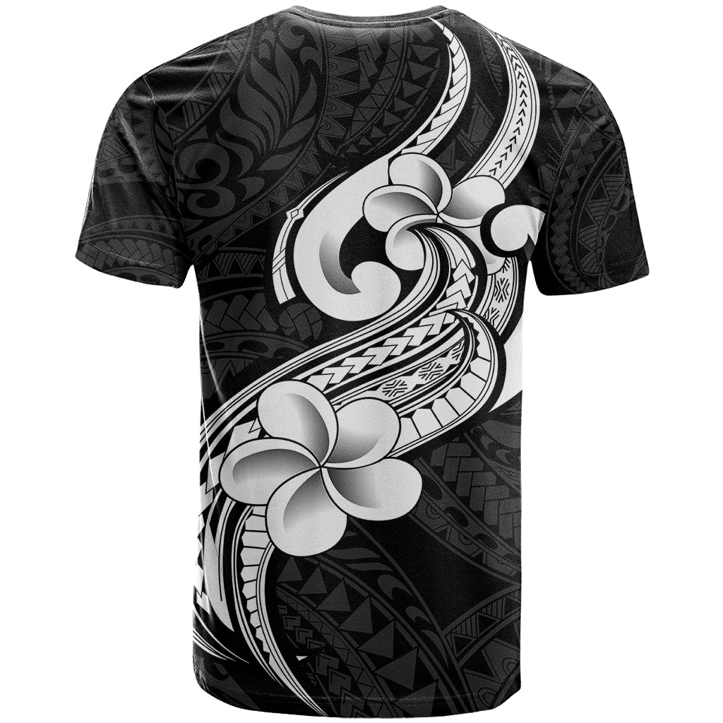 Polynesia T Shirt Plumeria With Tribal Pattern Black Vibes - Wonder Print Shop