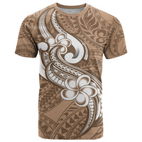 Polynesia T Shirt Plumeria With Tribal Pattern Brown Pastel Vibes - Wonder Print Shop