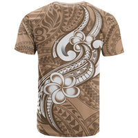 Polynesia T Shirt Plumeria With Tribal Pattern Brown Pastel Vibes - Wonder Print Shop