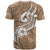 Polynesia T Shirt Plumeria With Tribal Pattern Brown Pastel Vibes - Wonder Print Shop