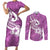 Polynesia Couples Matching Short Sleeve Bodycon Dress and Long Sleeve Button Shirts Plumeria With Tribal Pattern Pink Pastel Vibes - Wonder Print Shop