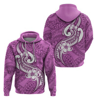 Polynesia Hoodie Plumeria With Tribal Pattern Pink Pastel Vibes - Wonder Print Shop