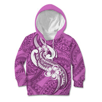 Polynesia Kid Hoodie Plumeria With Tribal Pattern Pink Pastel Vibes - Wonder Print Shop
