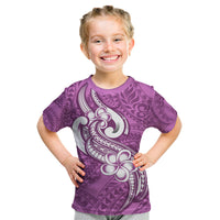 Polynesia Kid T Shirt Plumeria With Tribal Pattern Pink Pastel Vibes - Wonder Print Shop
