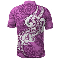 Polynesia Polo Shirt Plumeria With Tribal Pattern Pink Pastel Vibes - Wonder Print Shop