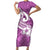 Polynesia Short Sleeve Bodycon Dress Plumeria With Tribal Pattern Pink Pastel Vibes - Wonder Print Shop