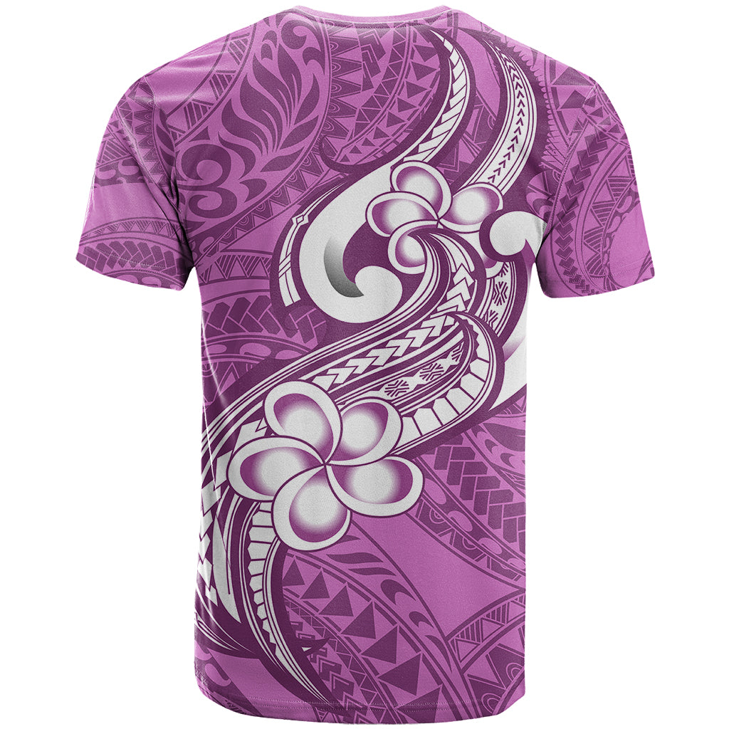 Polynesia T Shirt Plumeria With Tribal Pattern Pink Pastel Vibes - Wonder Print Shop