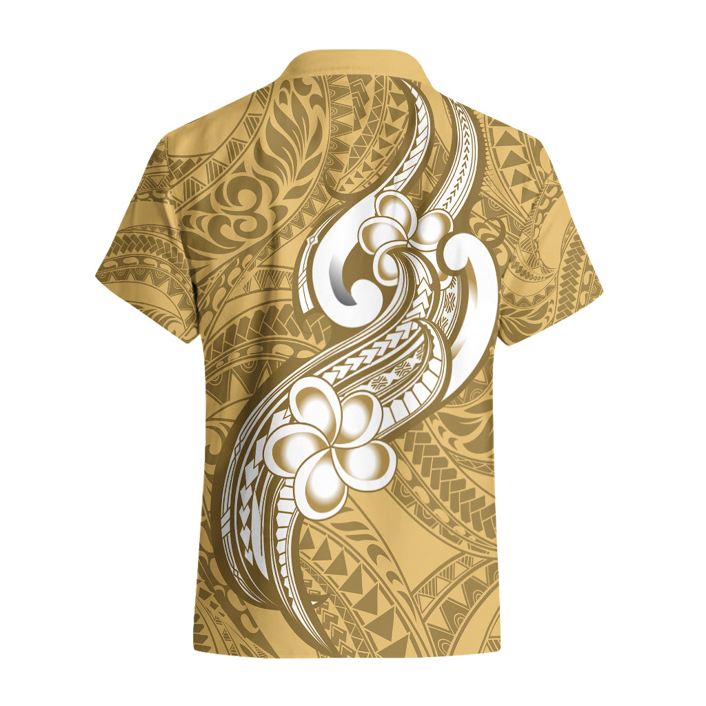 Polynesia Hawaiian Shirt Plumeria With Tribal Pattern Yellow Pastel Vibes - Wonder Print Shop