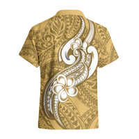 Polynesia Hawaiian Shirt Plumeria With Tribal Pattern Yellow Pastel Vibes - Wonder Print Shop