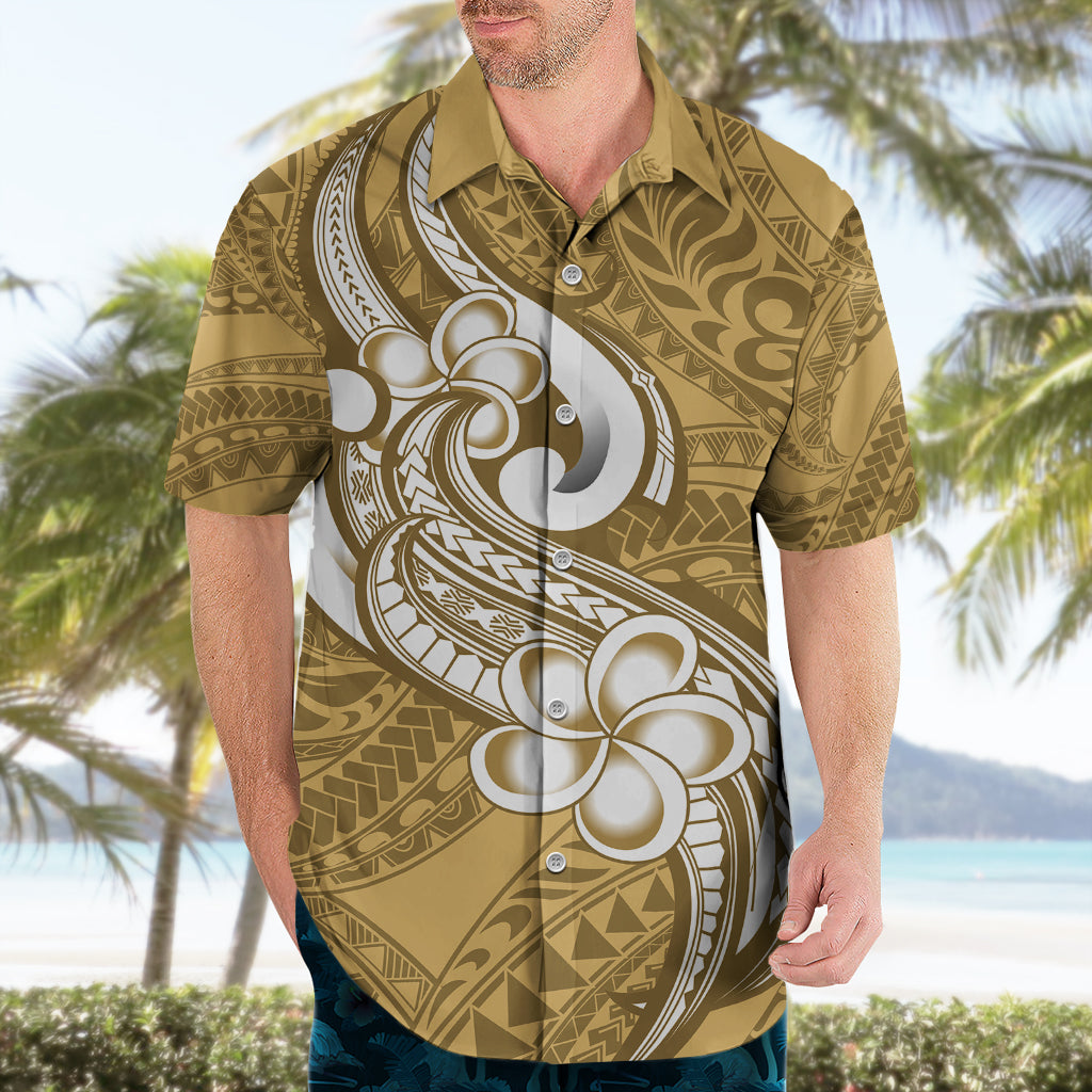 Polynesia Hawaiian Shirt Plumeria With Tribal Pattern Yellow Pastel Vibes - Wonder Print Shop