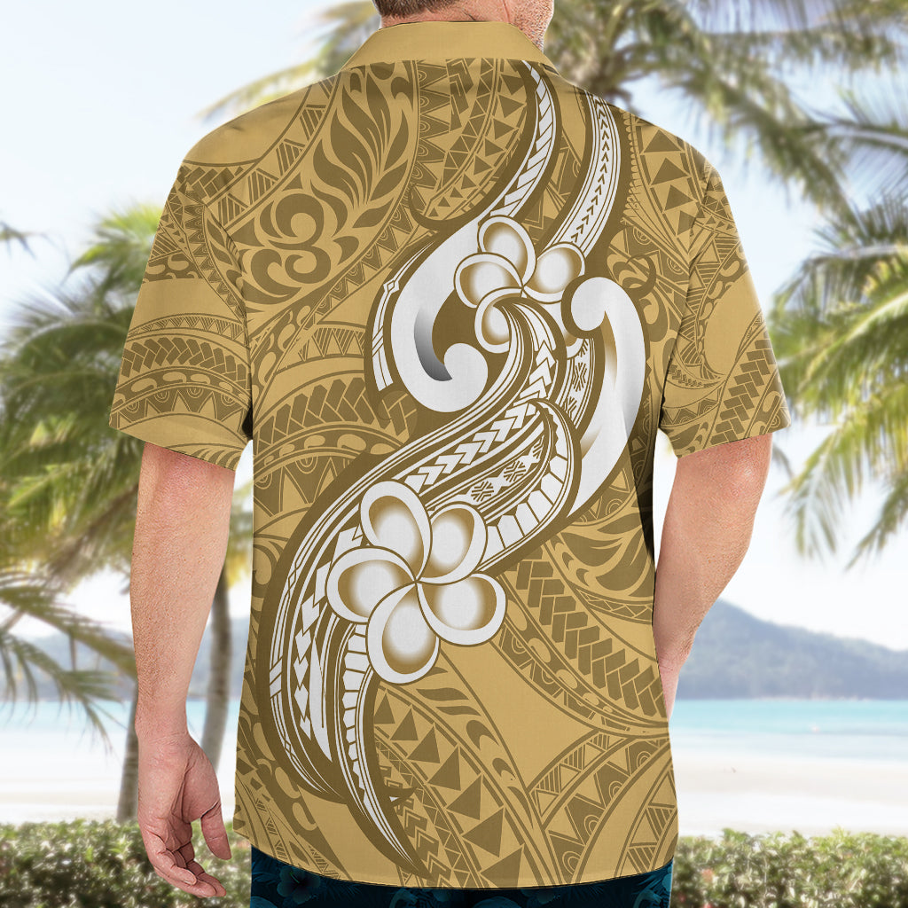 Polynesia Hawaiian Shirt Plumeria With Tribal Pattern Yellow Pastel Vibes - Wonder Print Shop