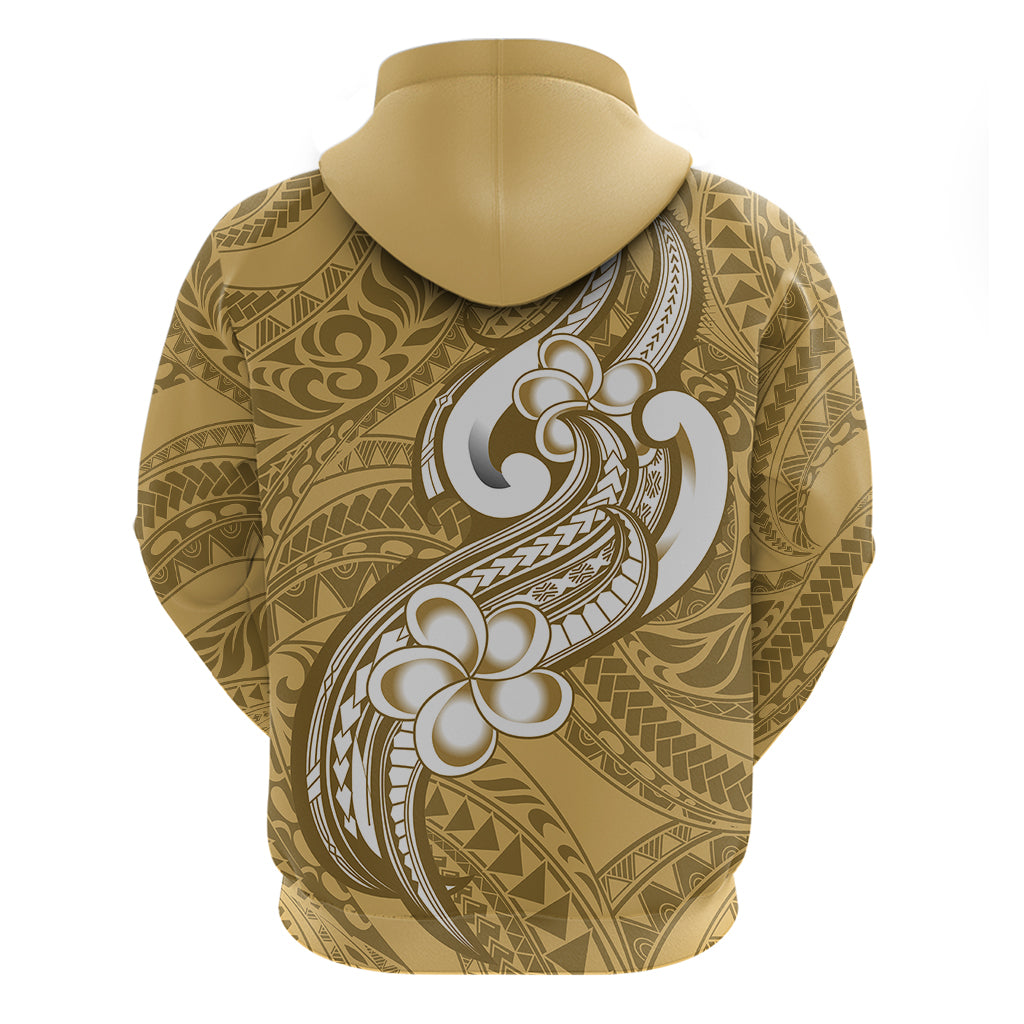 Polynesia Hoodie Plumeria With Tribal Pattern Yellow Pastel Vibes - Wonder Print Shop