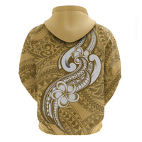 Polynesia Hoodie Plumeria With Tribal Pattern Yellow Pastel Vibes - Wonder Print Shop