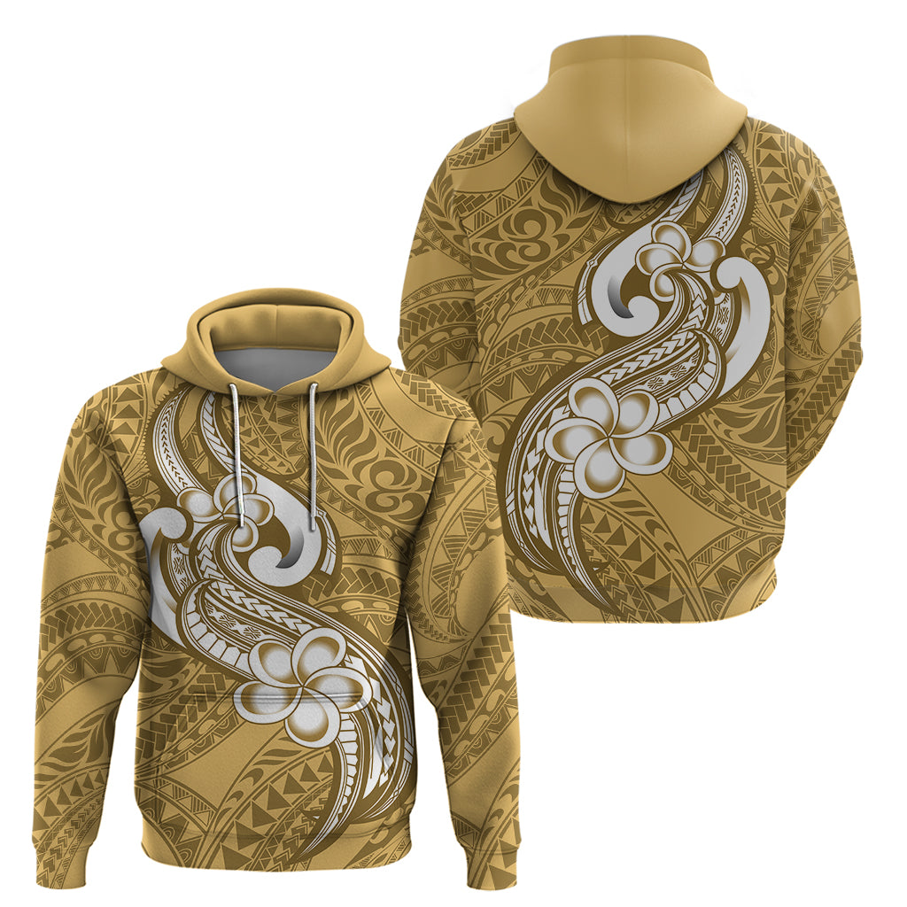 Polynesia Hoodie Plumeria With Tribal Pattern Yellow Pastel Vibes - Wonder Print Shop