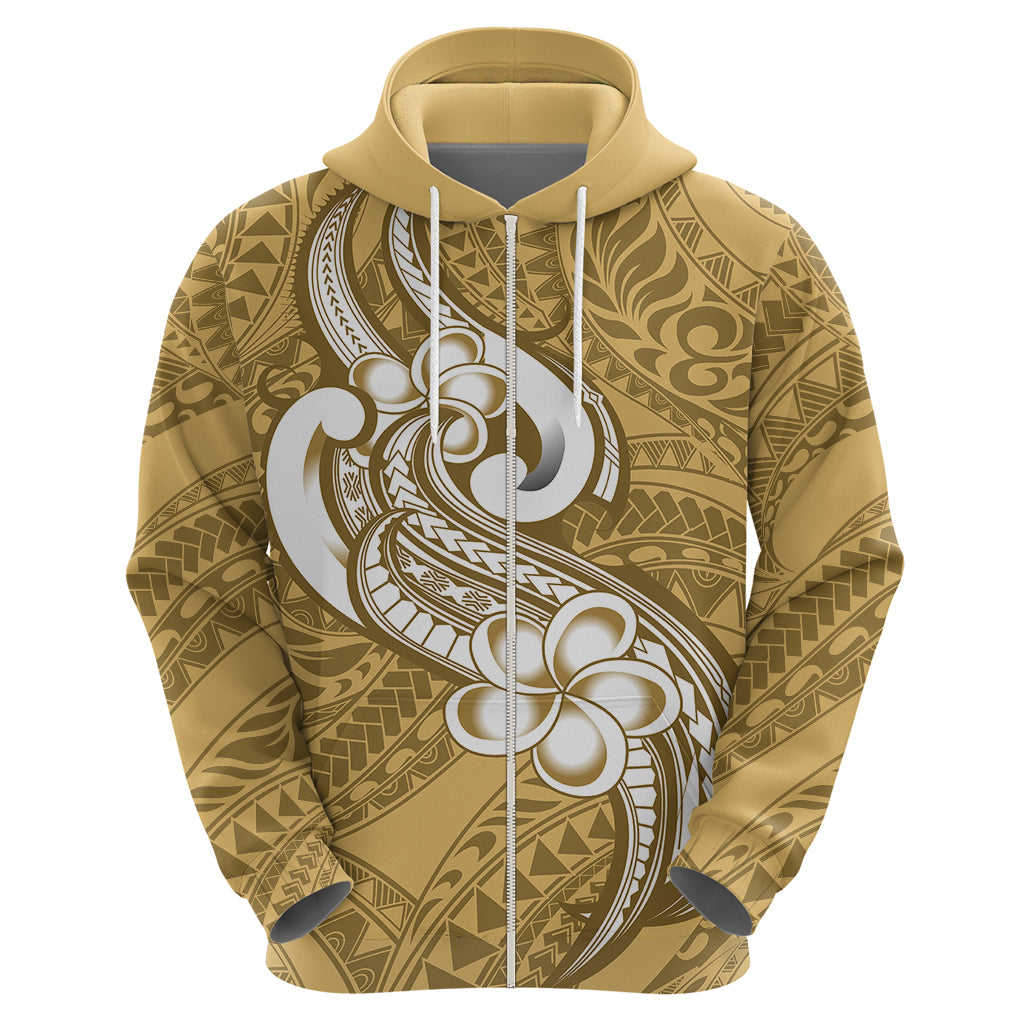 Polynesia Hoodie Plumeria With Tribal Pattern Yellow Pastel Vibes - Wonder Print Shop
