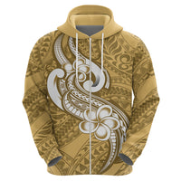 Polynesia Hoodie Plumeria With Tribal Pattern Yellow Pastel Vibes - Wonder Print Shop
