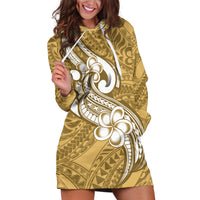 Polynesia Hoodie Dress Plumeria With Tribal Pattern Yellow Pastel Vibes - Wonder Print Shop