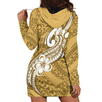 Polynesia Hoodie Dress Plumeria With Tribal Pattern Yellow Pastel Vibes - Wonder Print Shop