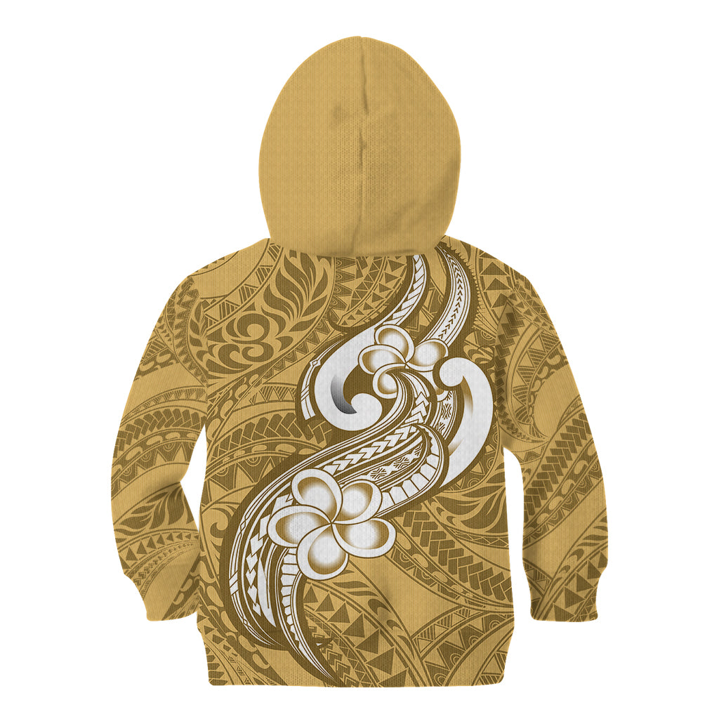 Polynesia Kid Hoodie Plumeria With Tribal Pattern Yellow Pastel Vibes - Wonder Print Shop