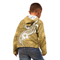 Polynesia Kid Hoodie Plumeria With Tribal Pattern Yellow Pastel Vibes - Wonder Print Shop