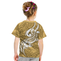 Polynesia Kid T Shirt Plumeria With Tribal Pattern Yellow Pastel Vibes - Wonder Print Shop