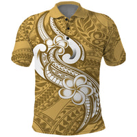 Polynesia Polo Shirt Plumeria With Tribal Pattern Yellow Pastel Vibes - Wonder Print Shop