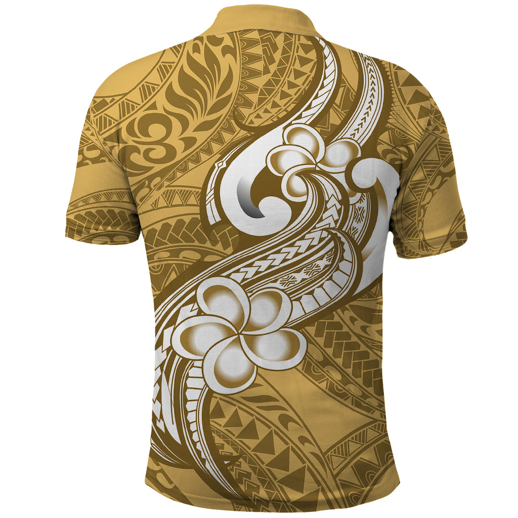 Polynesia Polo Shirt Plumeria With Tribal Pattern Yellow Pastel Vibes - Wonder Print Shop