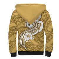 Polynesia Sherpa Hoodie Plumeria With Tribal Pattern Yellow Pastel Vibes - Wonder Print Shop