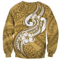 Polynesia Sweatshirt Plumeria With Tribal Pattern Yellow Pastel Vibes - Wonder Print Shop