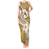Polynesia Tank Maxi Dress Plumeria With Tribal Pattern Yellow Pastel Vibes - Wonder Print Shop