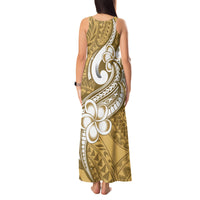 Polynesia Tank Maxi Dress Plumeria With Tribal Pattern Yellow Pastel Vibes - Wonder Print Shop