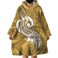 Polynesia Wearable Blanket Hoodie Plumeria With Tribal Pattern Yellow Pastel Vibes - Wonder Print Shop