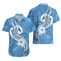 Polynesia Hawaiian Shirt Plumeria With Tribal Pattern Blue Pastel Vibes - Wonder Print Shop