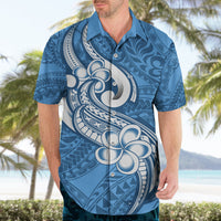 Polynesia Hawaiian Shirt Plumeria With Tribal Pattern Blue Pastel Vibes - Wonder Print Shop