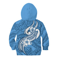 Polynesia Kid Hoodie Plumeria With Tribal Pattern Blue Pastel Vibes - Wonder Print Shop