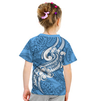 Polynesia Kid T Shirt Plumeria With Tribal Pattern Blue Pastel Vibes - Wonder Print Shop