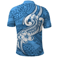 Polynesia Polo Shirt Plumeria With Tribal Pattern Blue Pastel Vibes - Wonder Print Shop