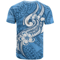Polynesia T Shirt Plumeria With Tribal Pattern Blue Pastel Vibes - Wonder Print Shop