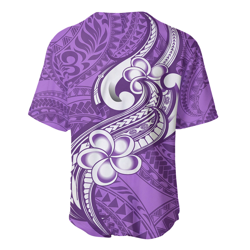 Polynesia Baseball Jersey Plumeria With Tribal Pattern Purple Pastel Vibes - Wonder Print Shop
