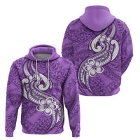 Polynesia Hoodie Plumeria With Tribal Pattern Purple Pastel Vibes - Wonder Print Shop