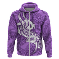 Polynesia Hoodie Plumeria With Tribal Pattern Purple Pastel Vibes - Wonder Print Shop