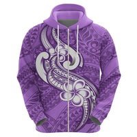 Polynesia Hoodie Plumeria With Tribal Pattern Purple Pastel Vibes - Wonder Print Shop