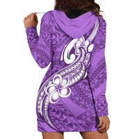 Polynesia Hoodie Dress Plumeria With Tribal Pattern Purple Pastel Vibes - Wonder Print Shop