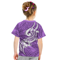 Polynesia Kid T Shirt Plumeria With Tribal Pattern Purple Pastel Vibes - Wonder Print Shop