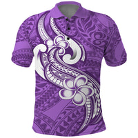 Polynesia Polo Shirt Plumeria With Tribal Pattern Purple Pastel Vibes - Wonder Print Shop