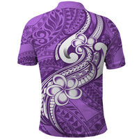 Polynesia Polo Shirt Plumeria With Tribal Pattern Purple Pastel Vibes - Wonder Print Shop