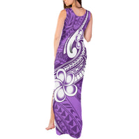 Polynesia Tank Maxi Dress Plumeria With Tribal Pattern Purple Pastel Vibes - Wonder Print Shop