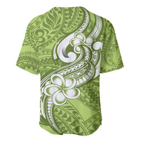 Polynesia Baseball Jersey Plumeria With Tribal Pattern Green Pastel Vibes - Wonder Print Shop