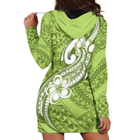 Polynesia Hoodie Dress Plumeria With Tribal Pattern Green Pastel Vibes - Wonder Print Shop